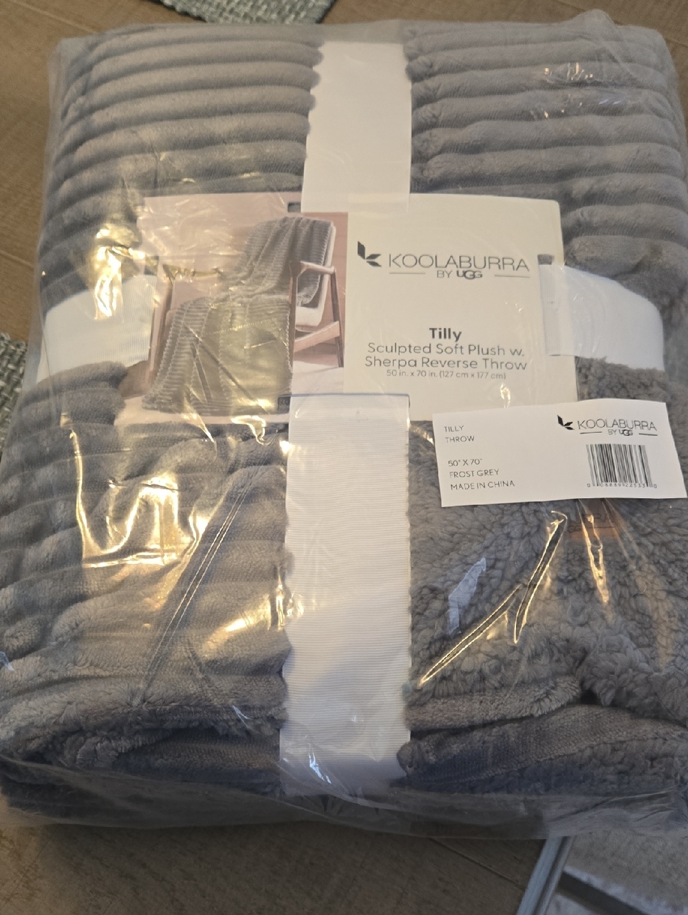 Koolaburra Sculpted Plush Throw in Frost Grey